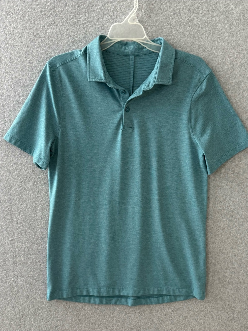 Lululemon Mens Polo Shirt Small Teal Blue Green Short Sleeve Golf Performance